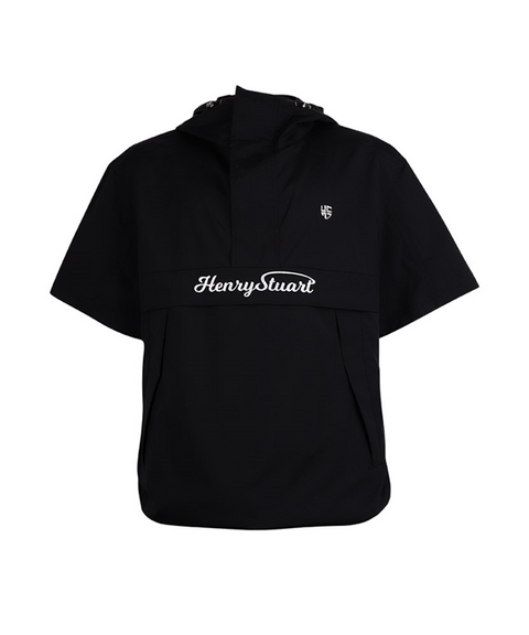 HENRY STUART Men's Hooded Short Sleeve Anorak Jumper - Black