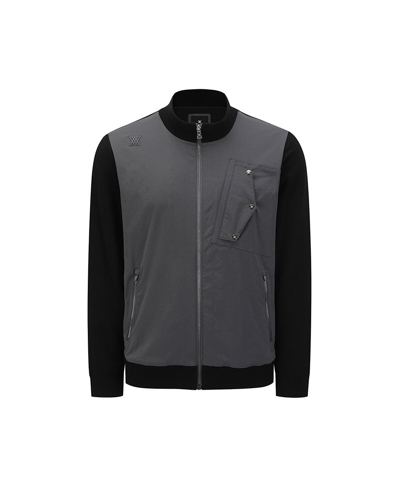 Men's Woven Hybrid Sweater Cardigan - Black