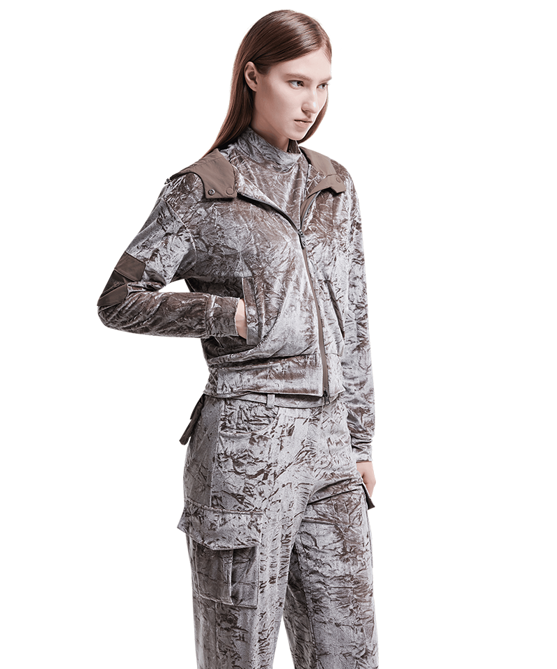 Amazing Cre Women's Tech Velvet Hoodie Jersey Jacket - Brown
