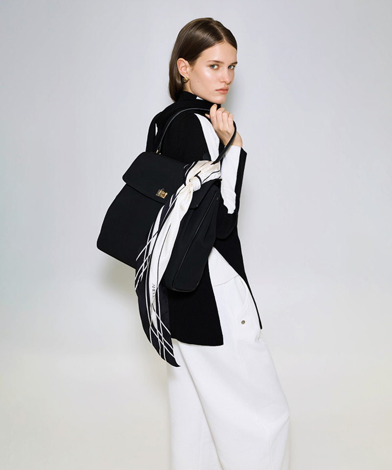 Anell Golf Scarf Slit Knit Dress - Black
