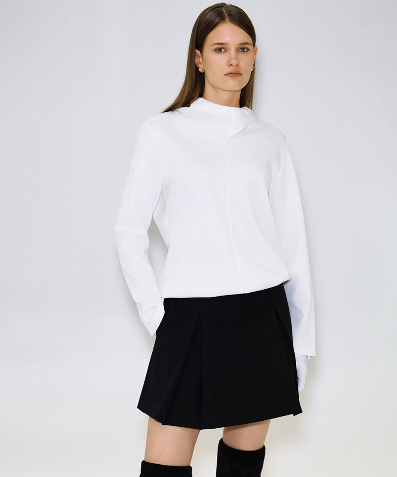 Anell Golf String Neck Turtleneck Shirt - White
