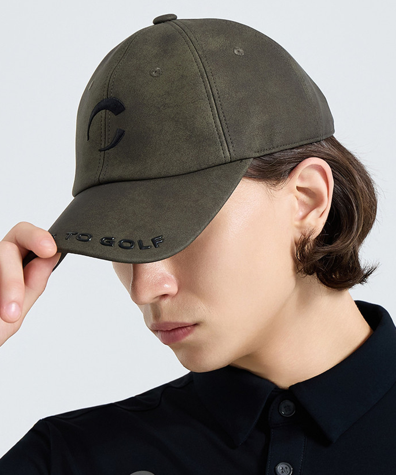Challenger Men's Cracked Leather Wappen Ball Cap - Khaki