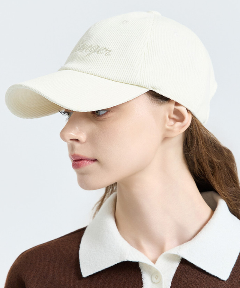 Challenger Women's Corduroy Lettering Ball Cap - Cream