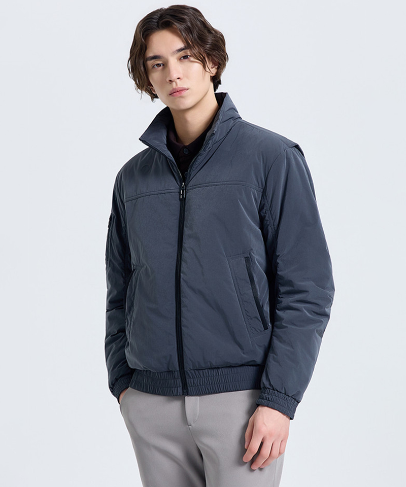 Challenger Men's Shoulder-Free High-Neck Lightweight Padded Jacket - Charcoal