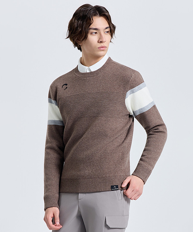 Challenger Men's Windproof Round Knit Pullover - Beige