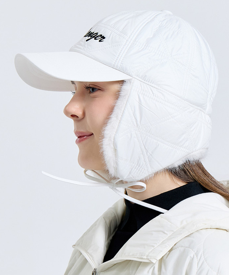 Challenger Women's Quilted Earflap Baseball Cap - Off-White