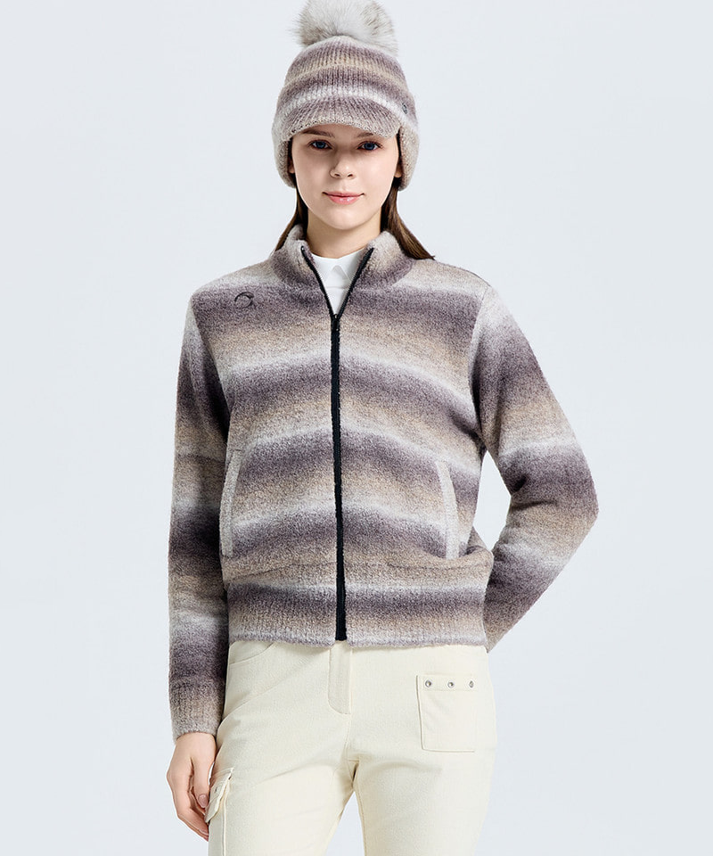 Challenger Women's Gradient Windproof High-Neck Knit Jacket - Brown