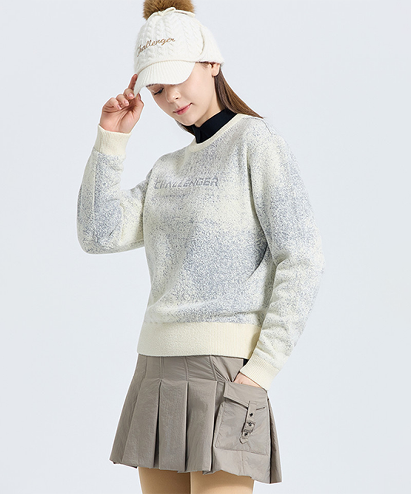 Challenger Women's Windproof Jacquard Round Knit Pullover - Cream