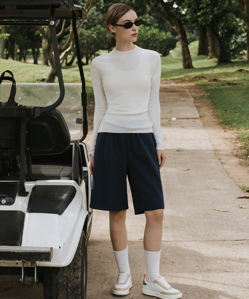 OBER Golf Soft Mock Neck Knit - Ivory