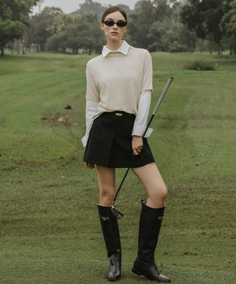 OBER Golf Soft Turtleneck Knit Top - Light Beige