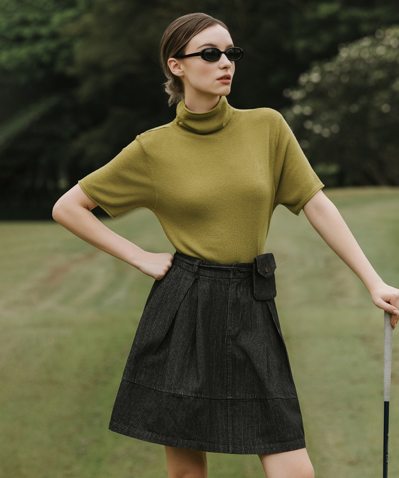 OBER Golf Soft Turtleneck Knit Top - Olive