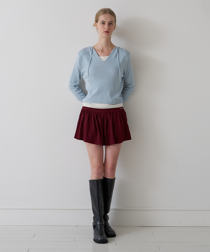 PIV'VEE Layered Hooded Knit Top - Mist Blue