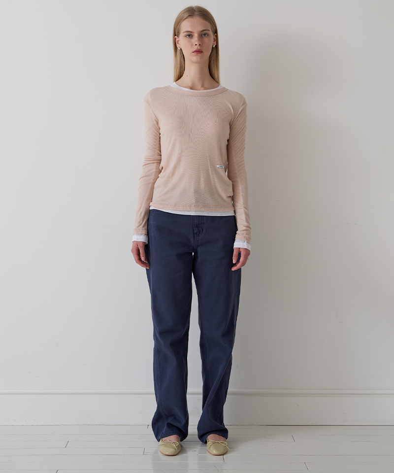 PIV'VEE Wool Long Sleeve Top - Peach Salmon