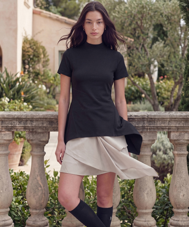 BERMUDA GRASS Tencel Drape Long Top - Black