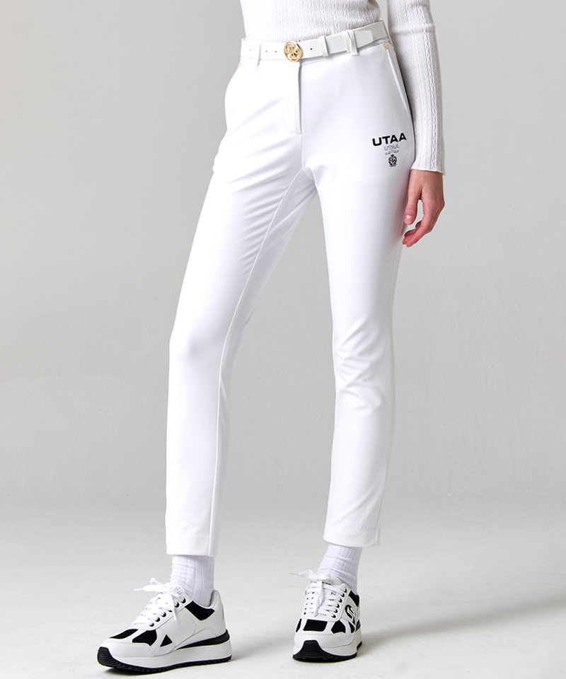 UTAA Women's Laurel Symbol Goolden Button Pants - White