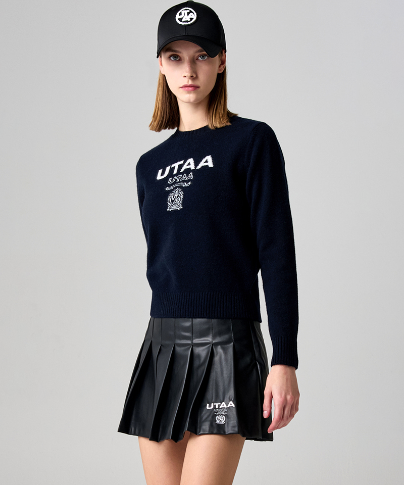 UTAA Women's Kingdom Logo Wool Blended Knit Pullover - Navy