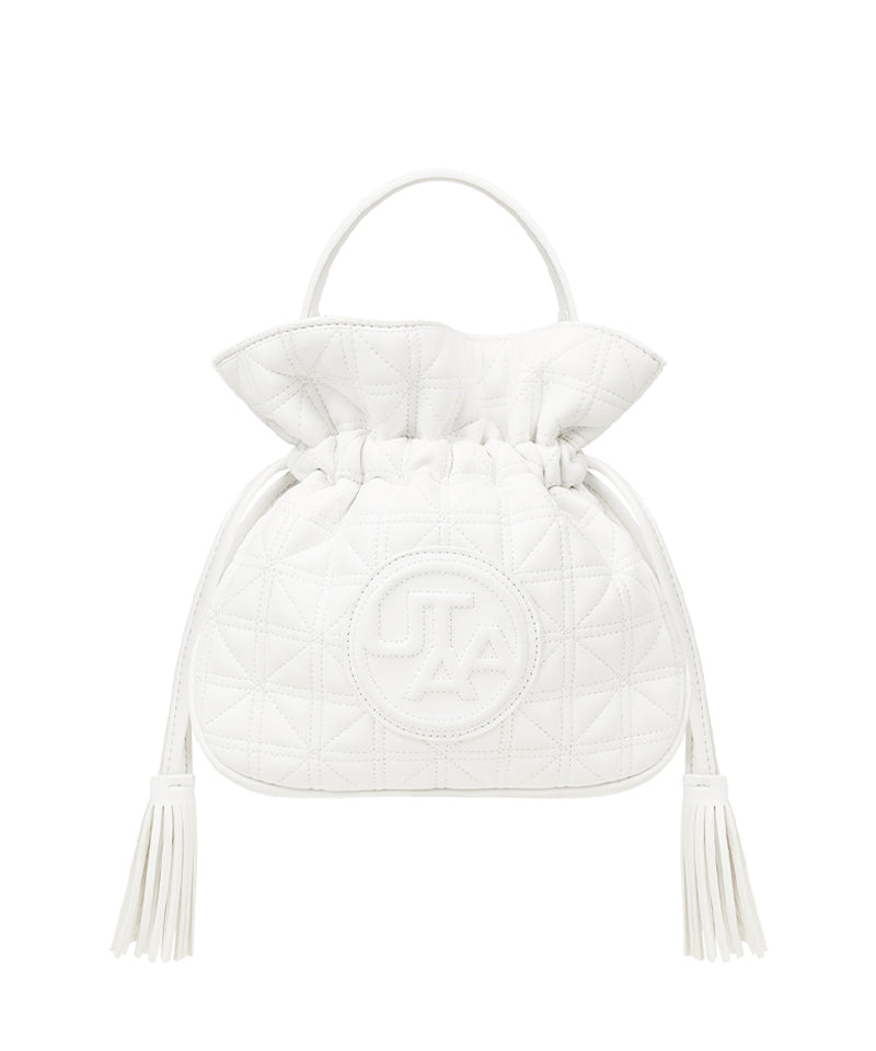 UTAA Cross Quilting Emblem Bucket Bag - White