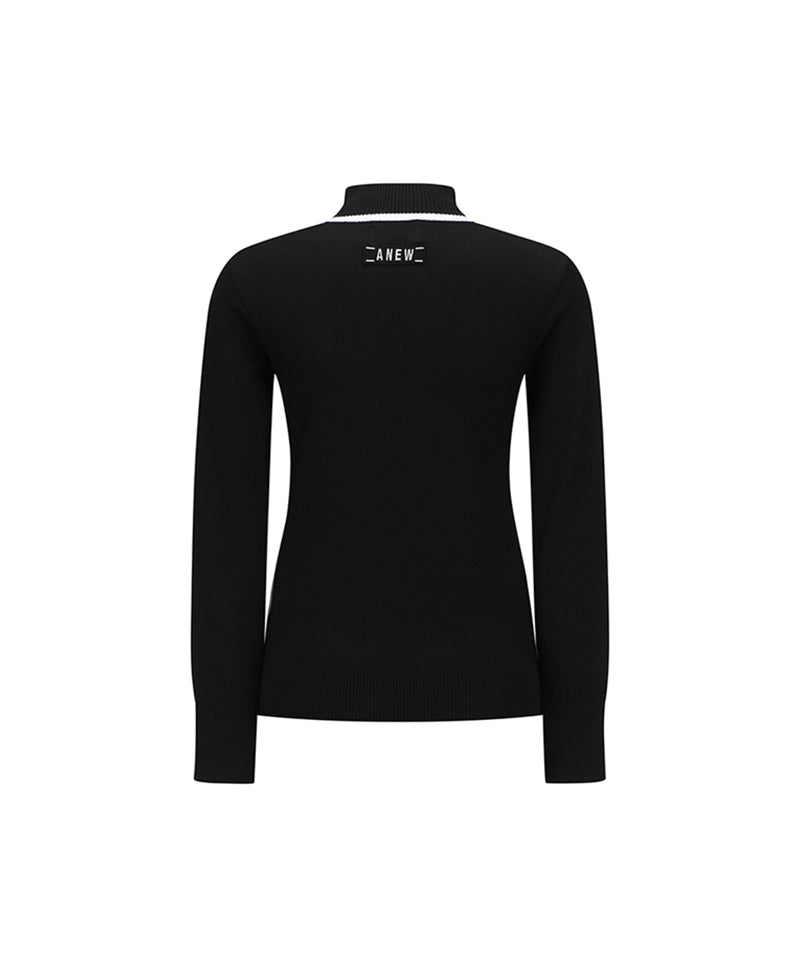 ☆ANEW GOLF☆ BACK ZIP LONG T-SHIRT ANEW Golf: Woman Back Zip Point Long T-Shirt - Black