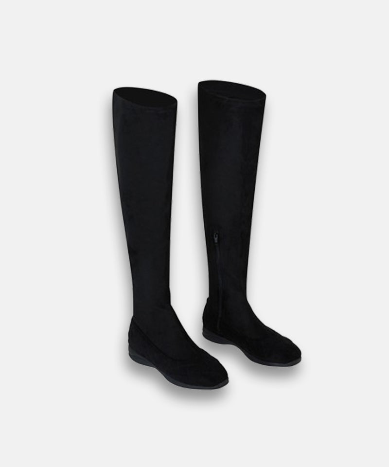 Anell Golf Quilted Suede Spandex Boots - Black