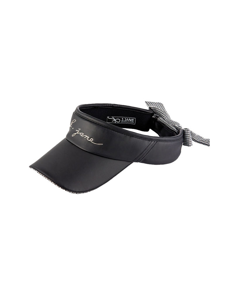 J.Jane Check Ribbon Leather Suncap (Black)