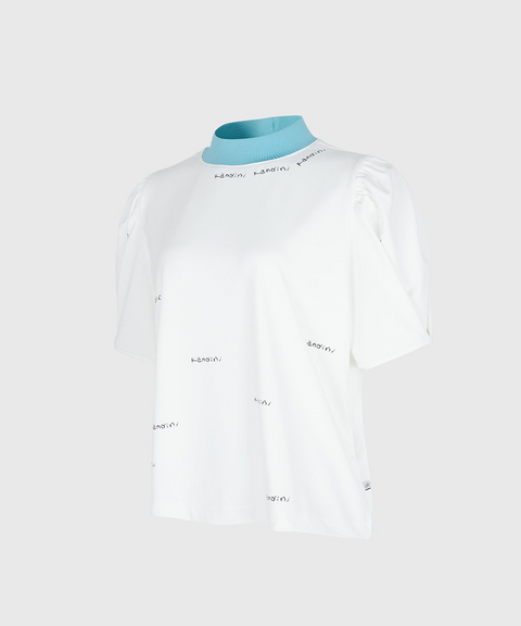 KANDINI Breezy mock neck Tee - Blue