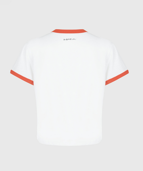 KANDINI Color Blocked Crewneck Tee - White