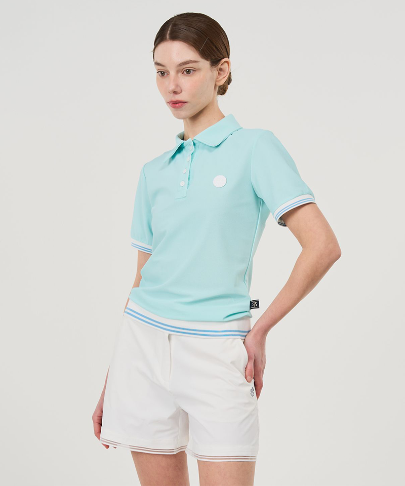 POSHERD Cooling Mesh Button Pique Top - Aqua