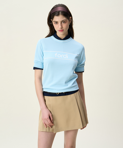 FORDI Loose Short Sleeve Knit - Baby Blue