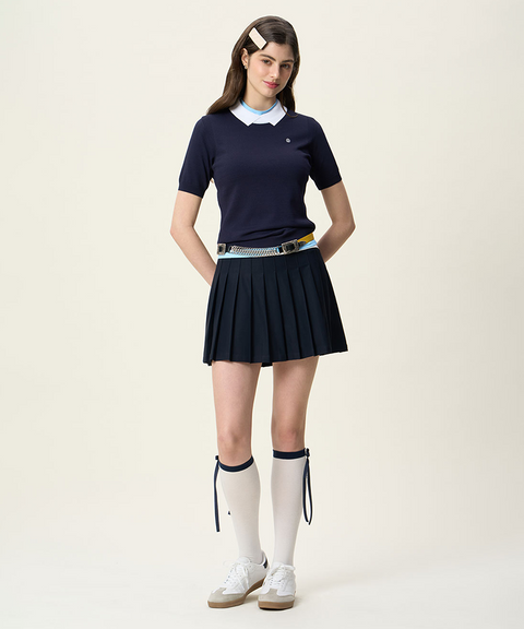 FORDI PK Pleated Skirt - Navy