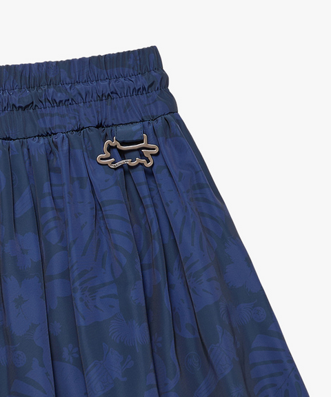 MCC Women's Print Shirring Plare Skirt - Navy