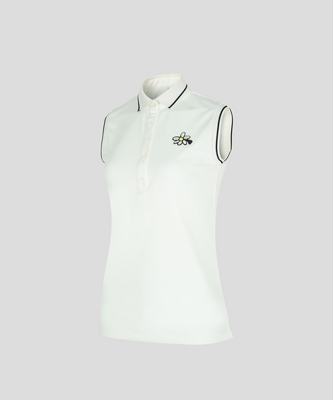 KANDINI Signature Sleeveless Polo - Ivory