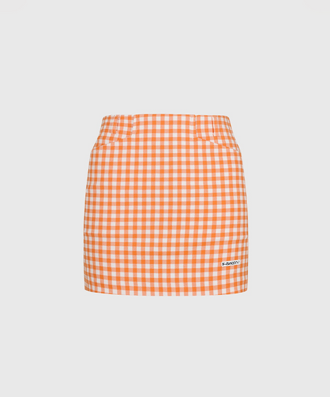 KANDINI Slim Check Mini Skirt - Orange