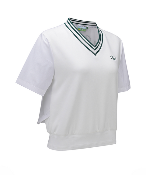 Vice Golf Atelier Women Woven Mixed Crop T-Shirt - White