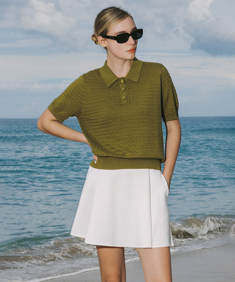 OBER Golf Weaving Texture Cara Knit - Olive