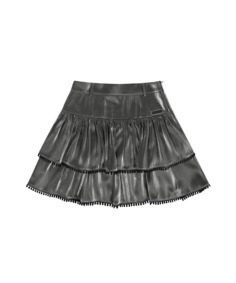 CHUCUCHU Pearl Cancan Skirt - Silver