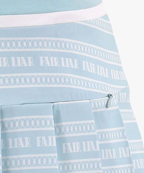 FAIRLIAR Logo Pattern Printed Pleated Skirt - Mint