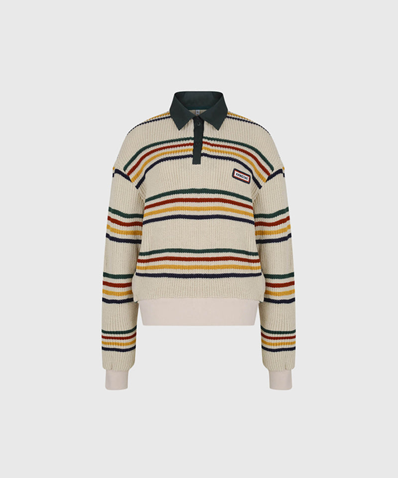 KANDINI Striped Collar Knit - Beige