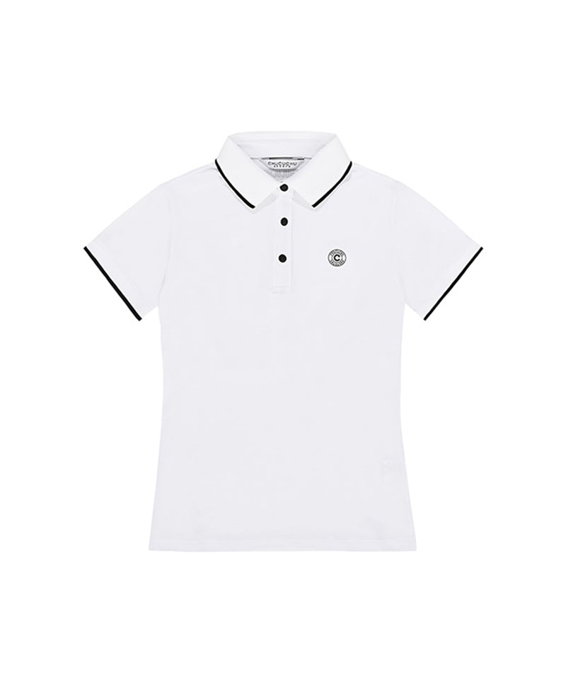 CHUCUCHU Ten Knit Collar Polo T-Shirt - White