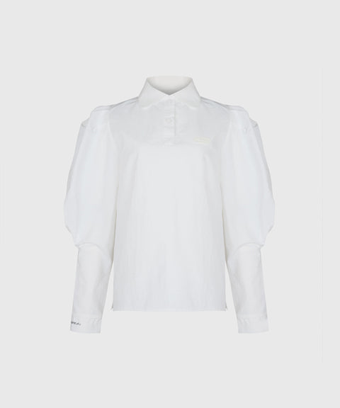 KANDINI Nylon Polo Shirts With Puff Sleeve - Ivory