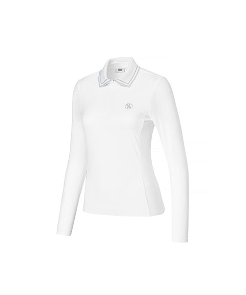 XEXYMIX Golf Fresh Waffle Half Zip Up Long Sleeve - White