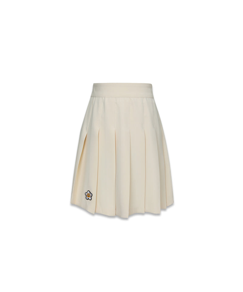 MACKY Golf: Pleated Banded Skirt - Ivory