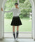 Haley Striped Yoko Pleated Skirt Pants - Black