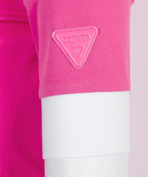 CREVE NINE: 5-Quarter Sleeve Polo T-Shirt - D/Pink