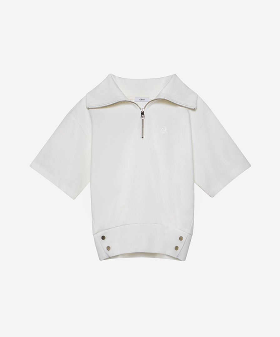 OBER Golf Basic Half Zip-Up Short Sleeve T-Shirt - White