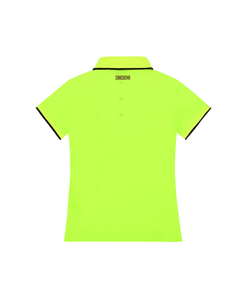 CHUCUCHU Ten Knit Collar Polo T-Shirt - Neon Yellow