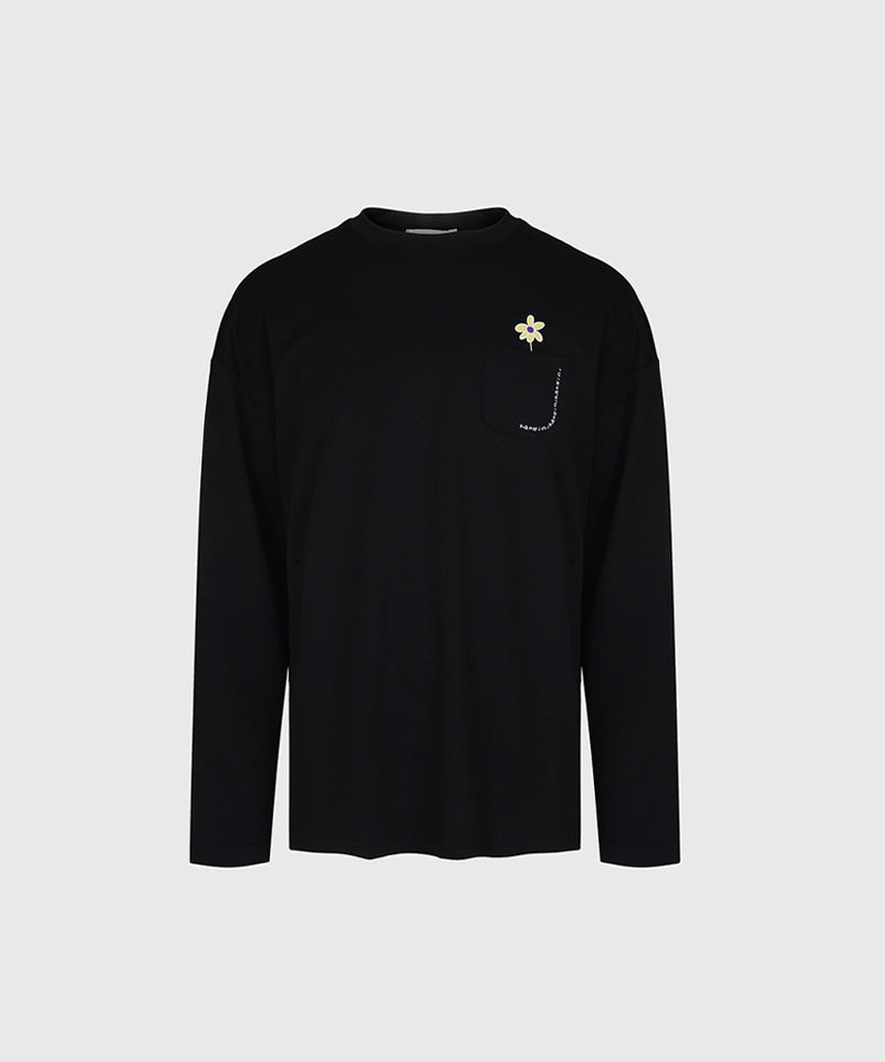 KANDINI Pocket Long Sleeve Tee(Unisex) - Black