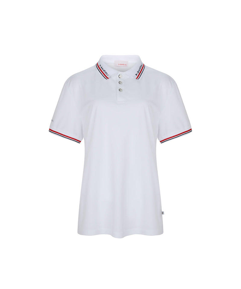 KANDINI Jacquard Collar Pique T-Shirt - White