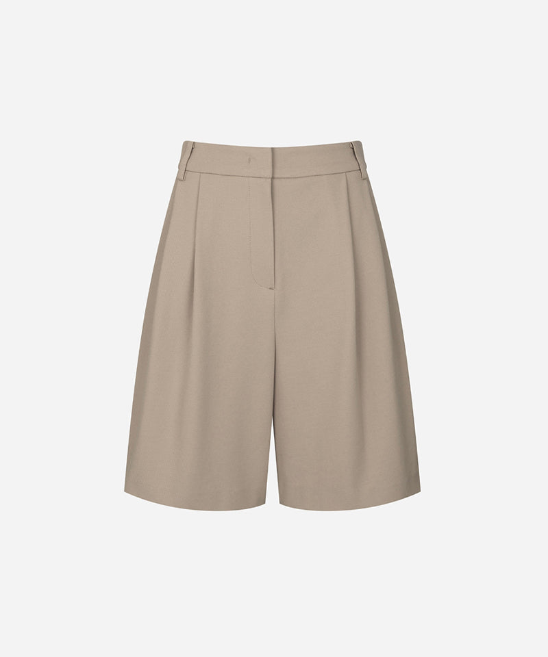 Monday Flow Relaxed Knee Length Shorts - Beige