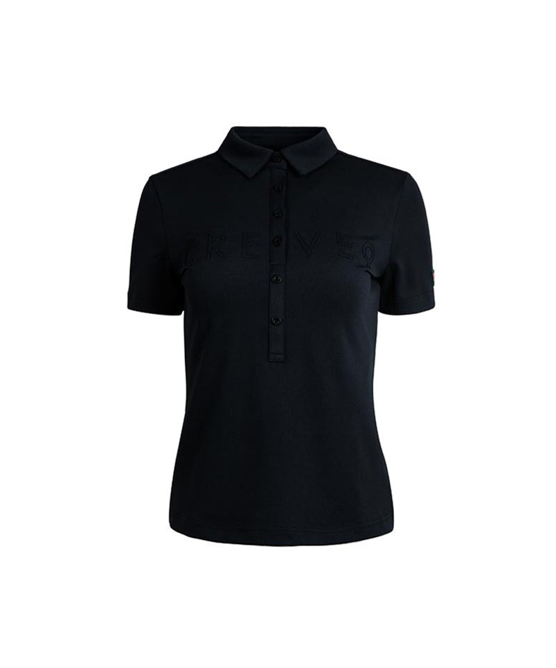 CREVE NINE: Volume Logo Button Up Polo - Black