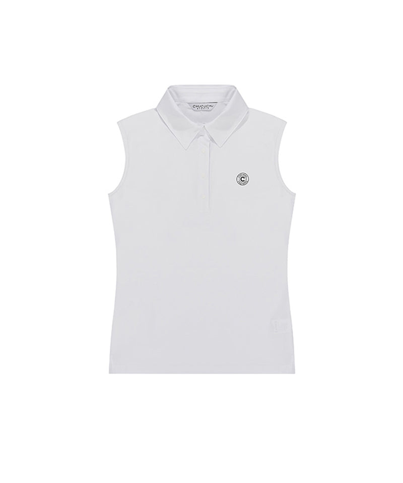 CHUCUCHU Simple Polo Sleeveless - White